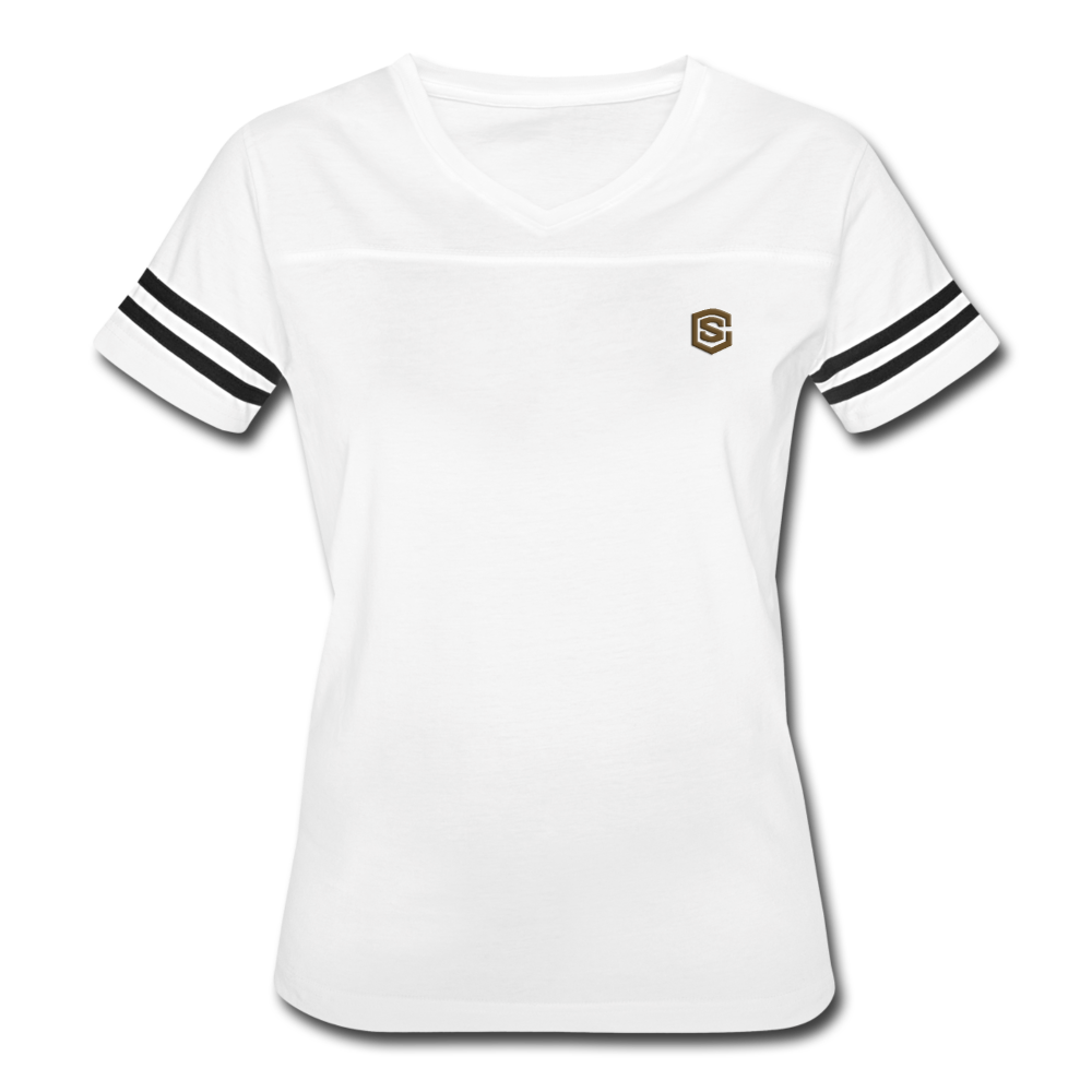 Women’s Vintage Sport T-Shirt   WITH BROWN LOGO - white/black