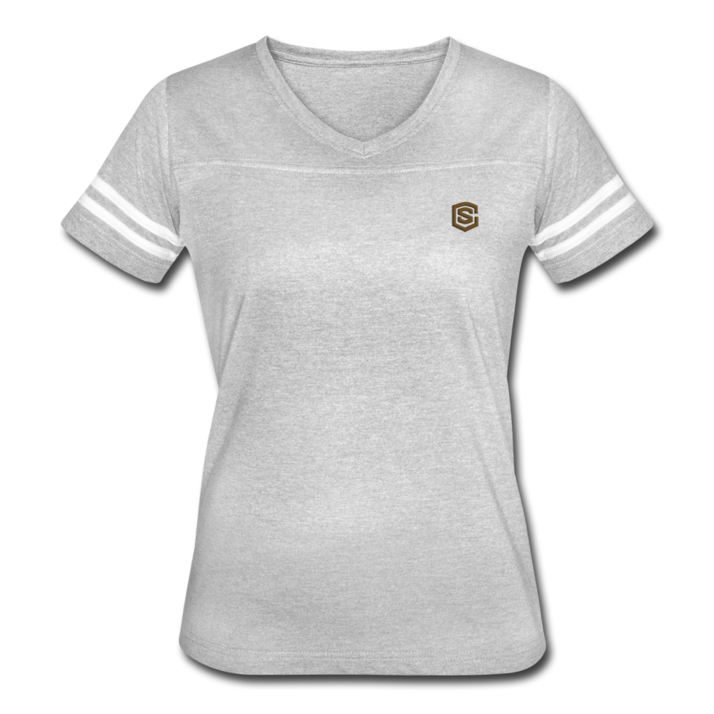 Women’s Vintage Sport T-Shirt   WITH BROWN LOGO - heather gray/white