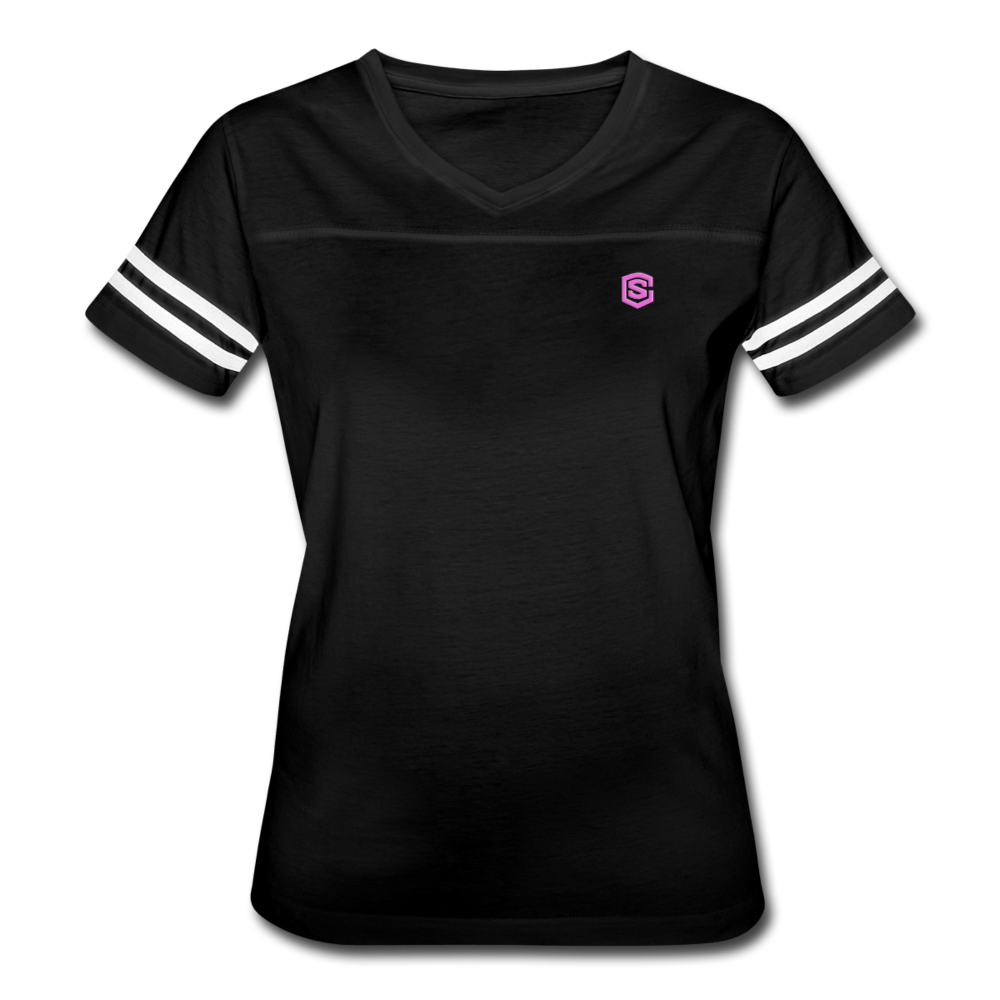 Women’s Vintage Sport T-Shirt   WITH PINK LOGO - black/white