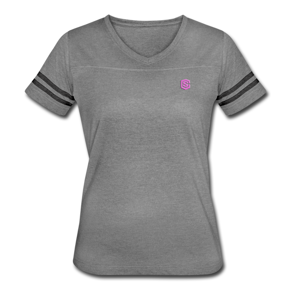 Women’s Vintage Sport T-Shirt   WITH PINK LOGO - heather gray/charcoal