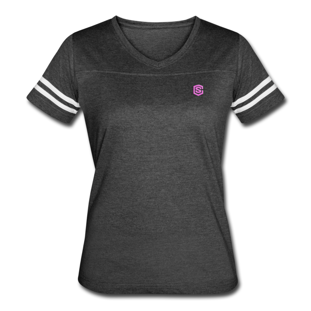 Women’s Vintage Sport T-Shirt   WITH PINK LOGO - vintage smoke/white