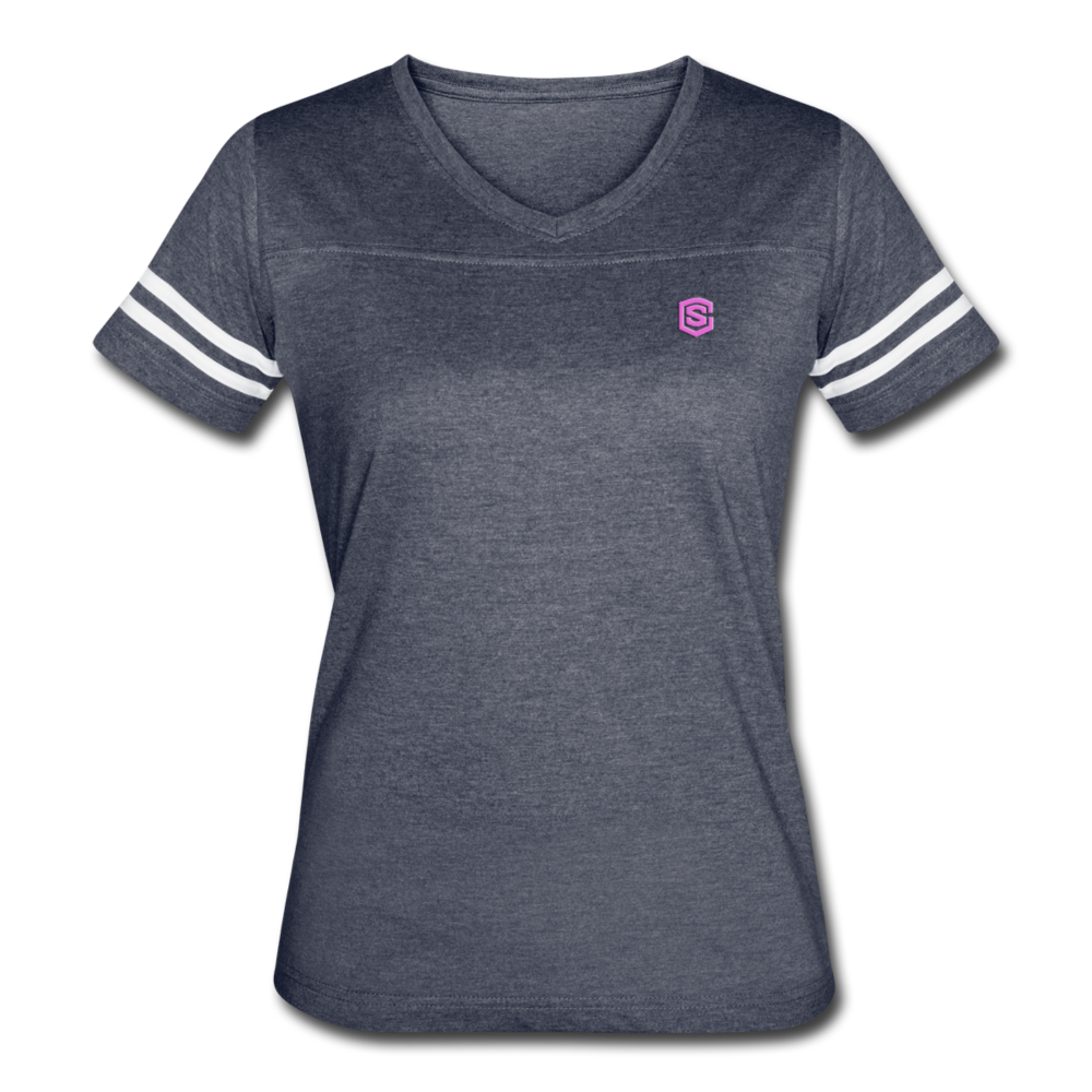 Women’s Vintage Sport T-Shirt   WITH PINK LOGO - vintage navy/white
