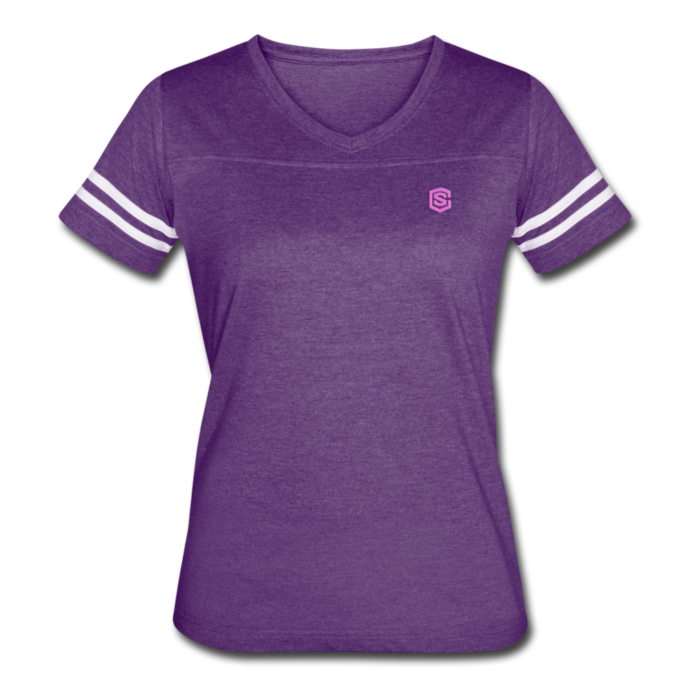 Women’s Vintage Sport T-Shirt   WITH PINK LOGO - vintage purple/white