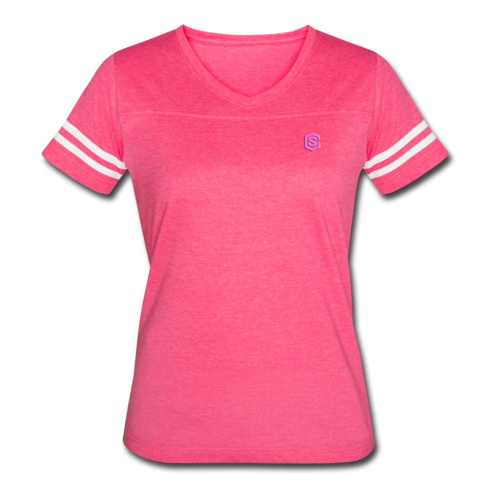 Women’s Vintage Sport T-Shirt   WITH PINK LOGO - vintage pink/white
