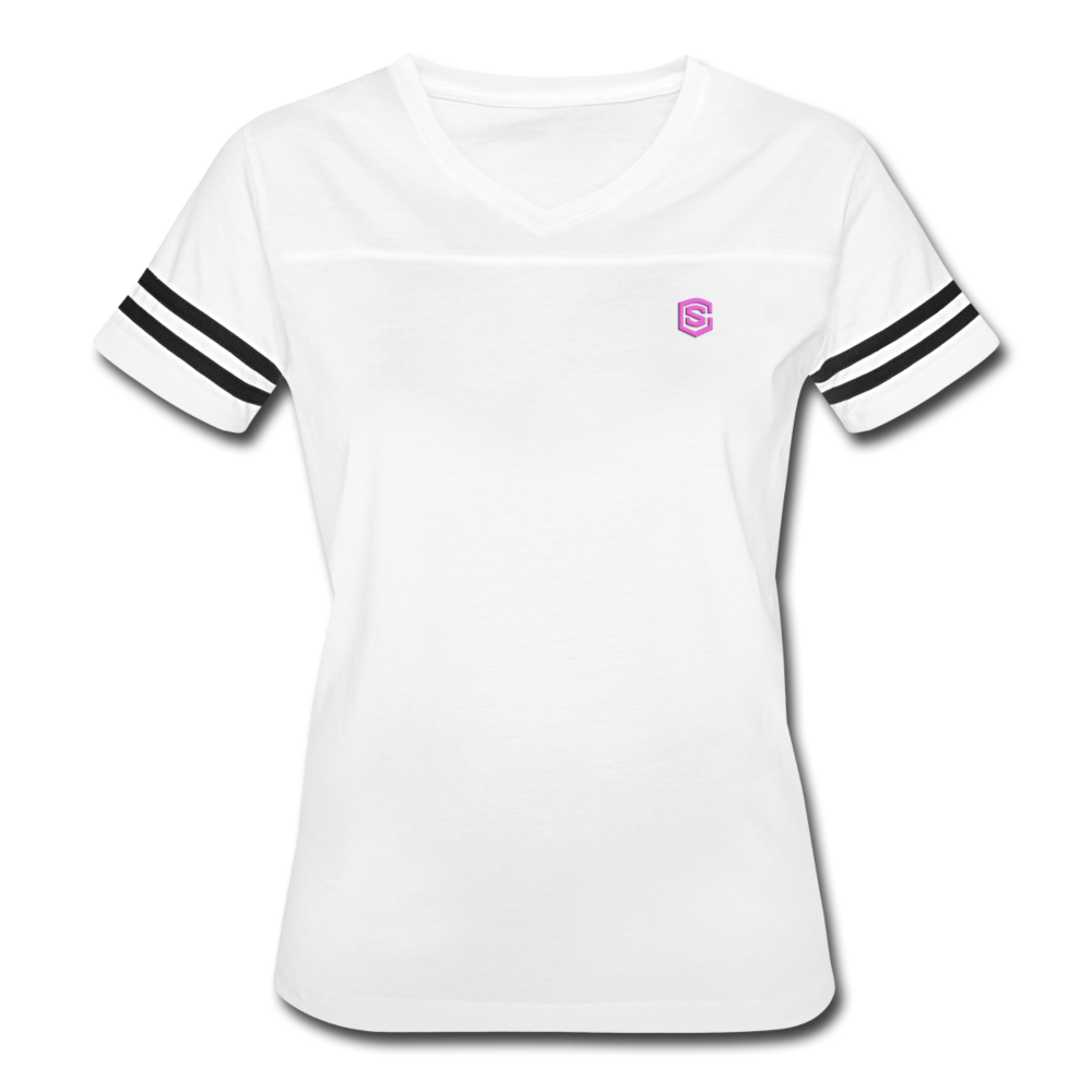 Women’s Vintage Sport T-Shirt   WITH PINK LOGO - white/black