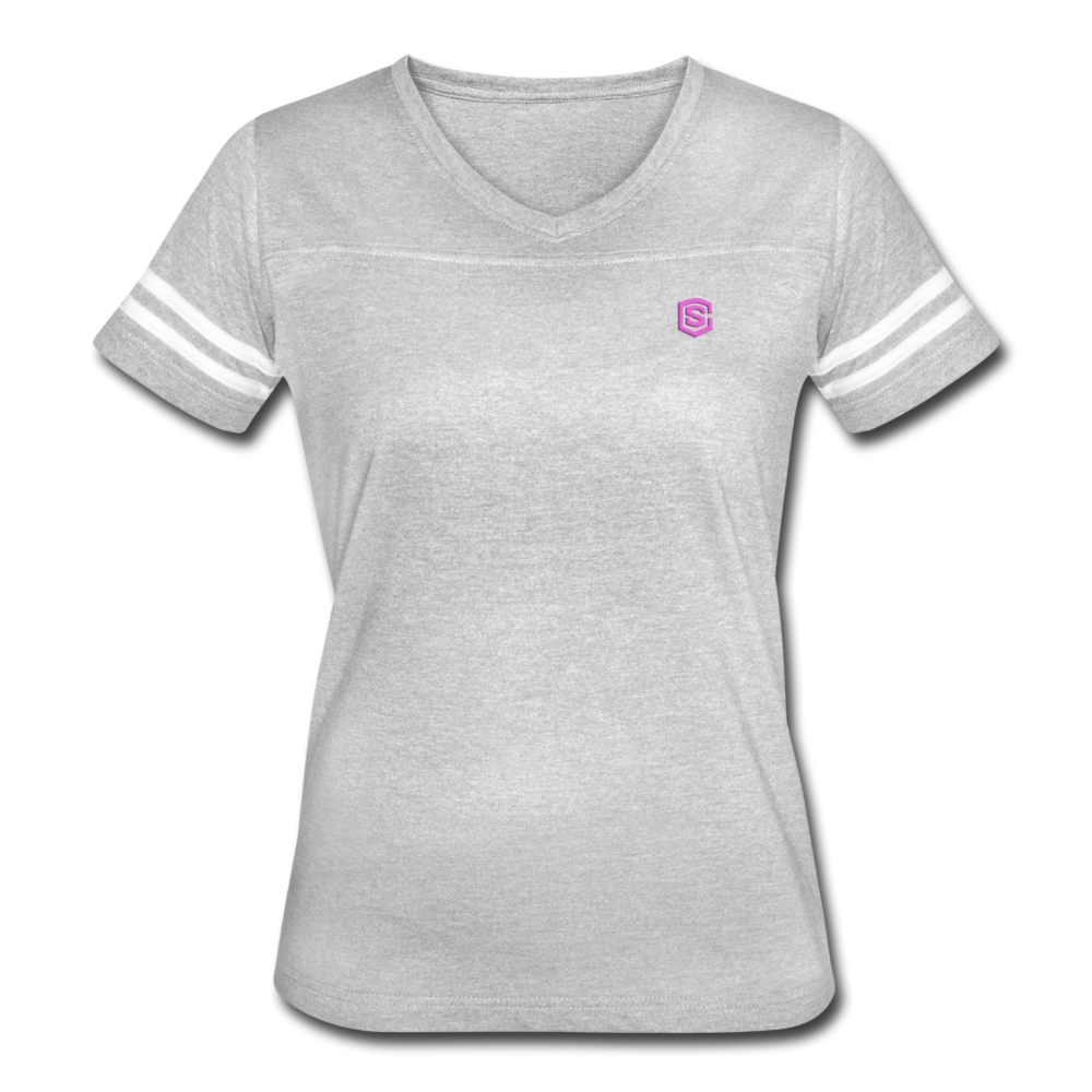 Women’s Vintage Sport T-Shirt   WITH PINK LOGO - heather gray/white