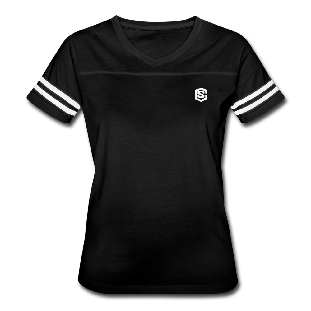 Women’s Vintage Sport T-Shirt   WITH WHITE LOGO - black/white