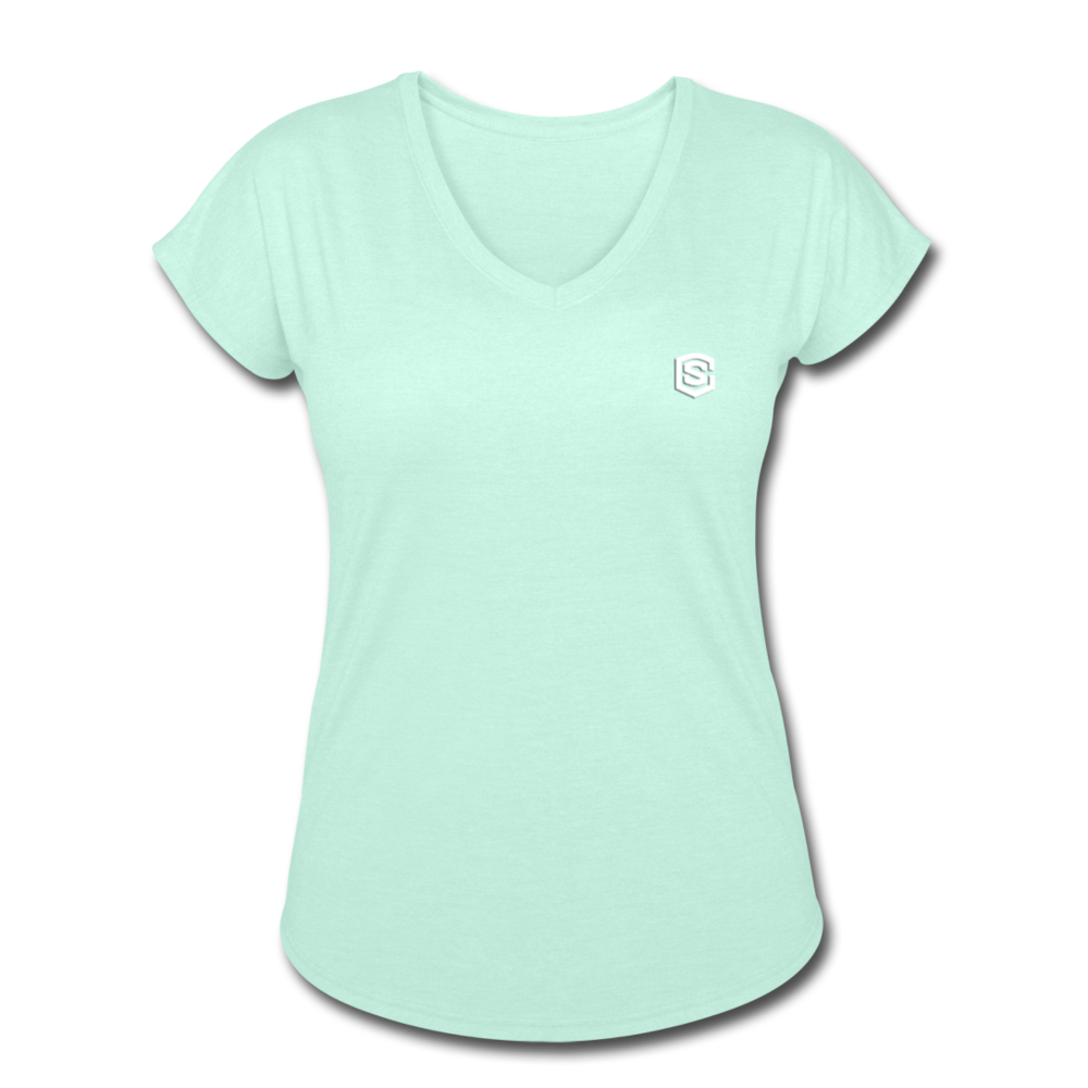 Women's Tri-Blend V-Neck T-Shirt  WITH WHITE  LOGO - mint