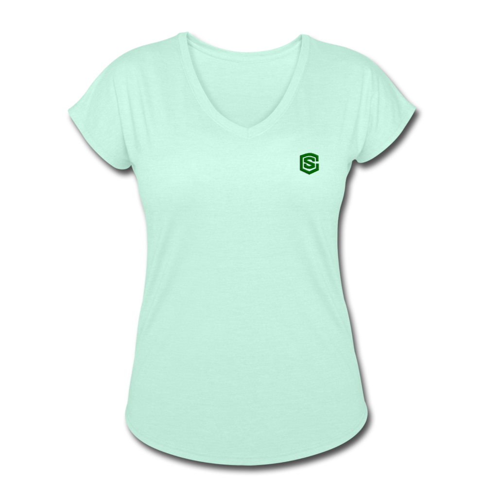 Women's Tri-Blend V-Neck T-Shirt WITH GREEN LOGO - mint