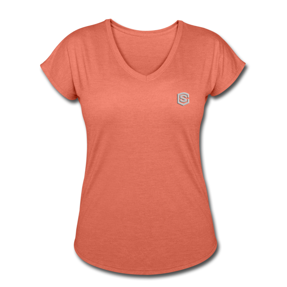 Women's Tri-Blend V-Neck T-Shirt  WITH SILIVER  LOGO - heather bronze