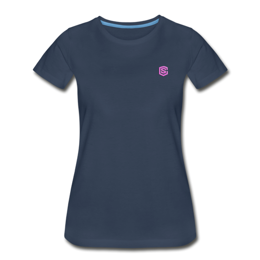 Women’s Premium Organic T-Shirt  WITH PINK  LOGO - navy