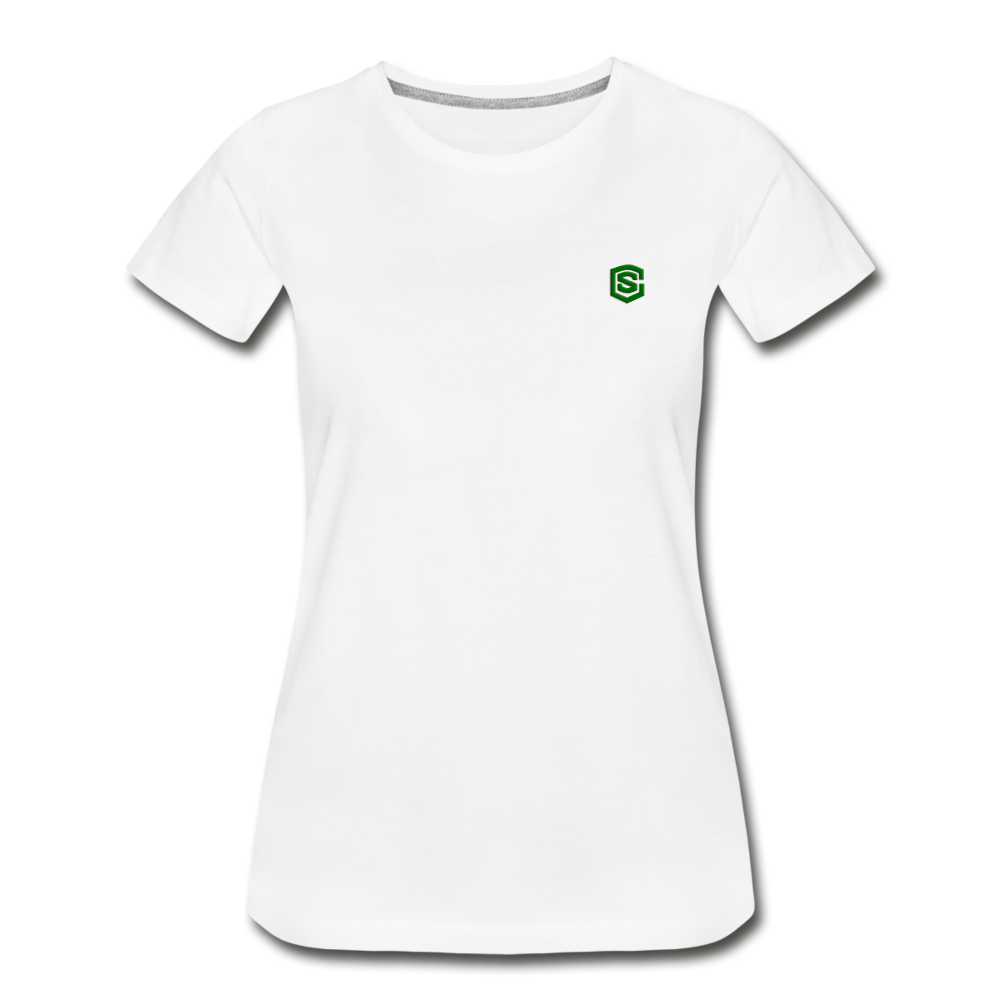 Women’s Premium Organic T-Shirt WITH GREEN LOGO - white