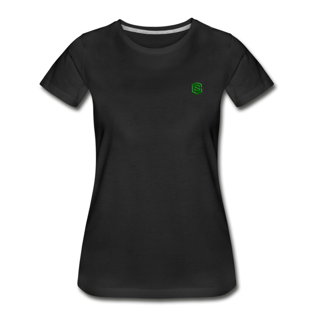 Women’s Premium Organic T-Shirt WITH GREEN LOGO - black