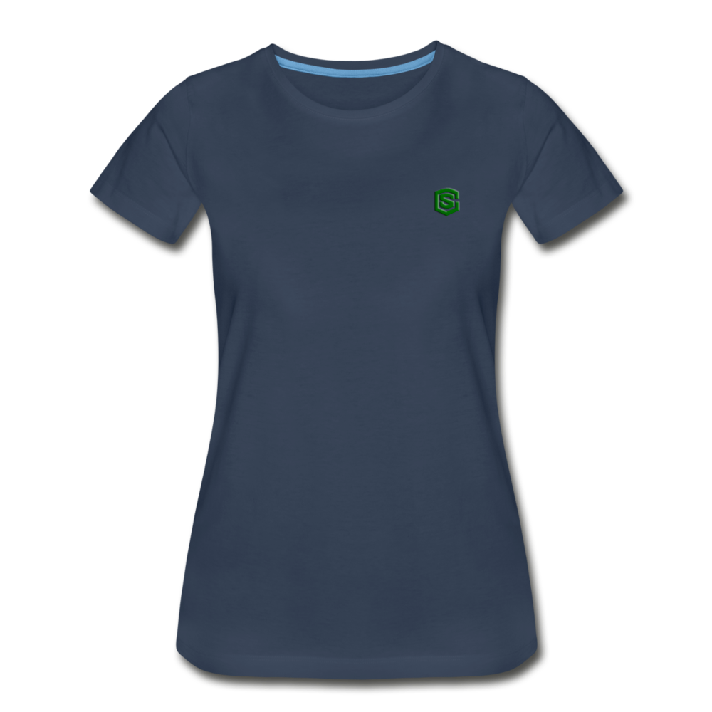 Women’s Premium Organic T-Shirt WITH GREEN LOGO - navy