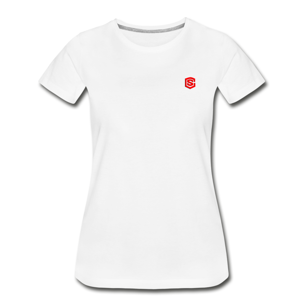 Women’s Premium Organic T-Shirt  WITH RED  LOGO - white