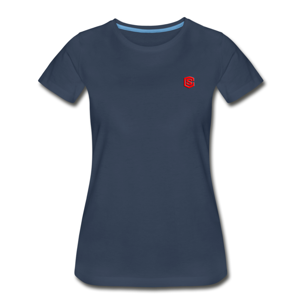 Women’s Premium Organic T-Shirt  WITH RED  LOGO - navy