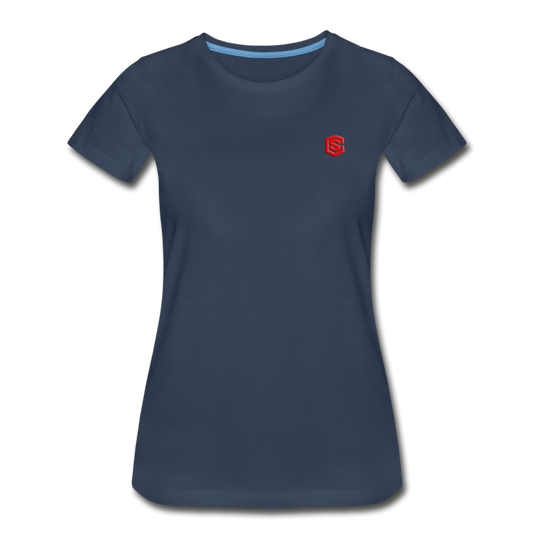 Women’s Premium Organic T-Shirt  WITH RED  LOGO - navy