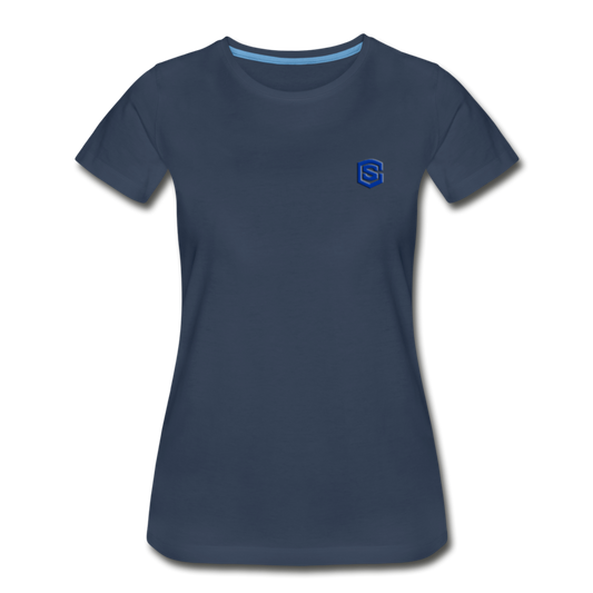 Women’s Premium Organic T-Shirt  WITH BLUE  LOGO - navy