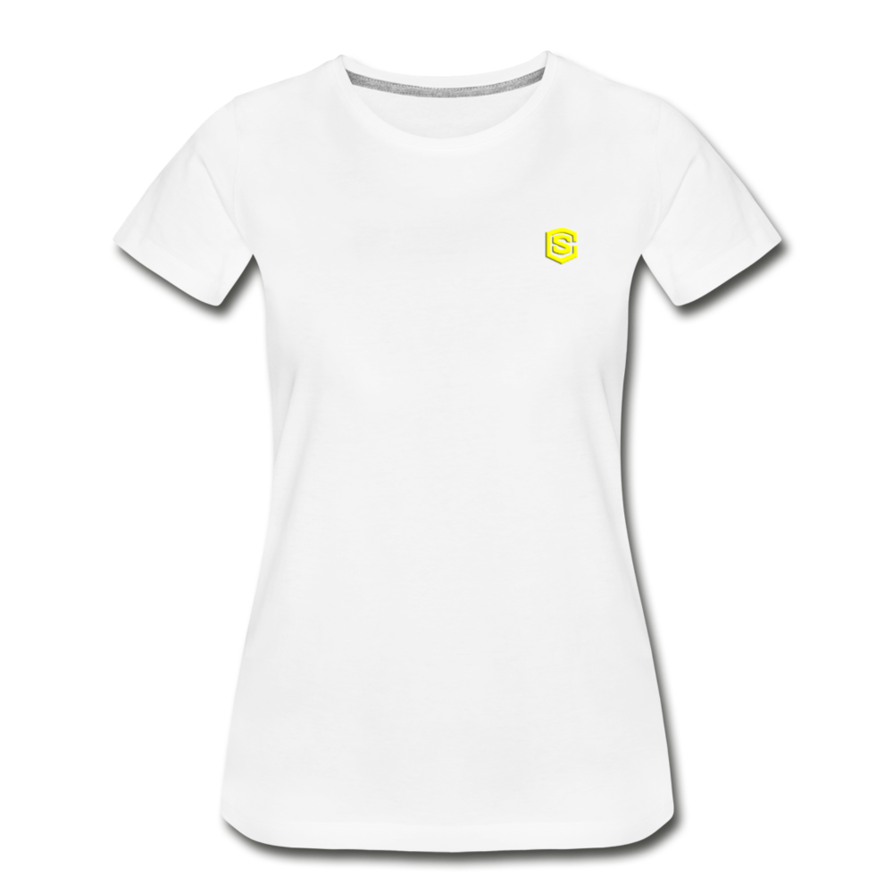 Women’s Premium Organic T-Shirt  WITH YELLOW  LOGO - white