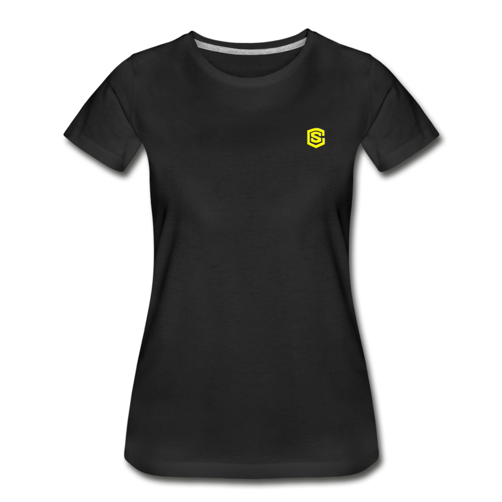 Women’s Premium Organic T-Shirt  WITH YELLOW  LOGO - black