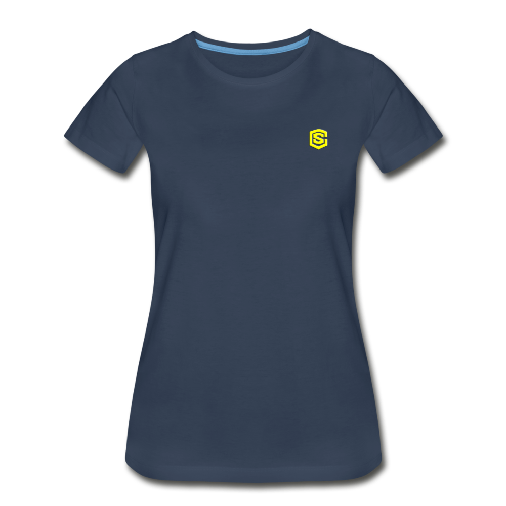 Women’s Premium Organic T-Shirt  WITH YELLOW  LOGO - navy