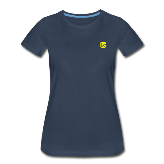 Women’s Premium Organic T-Shirt  WITH YELLOW  LOGO - navy