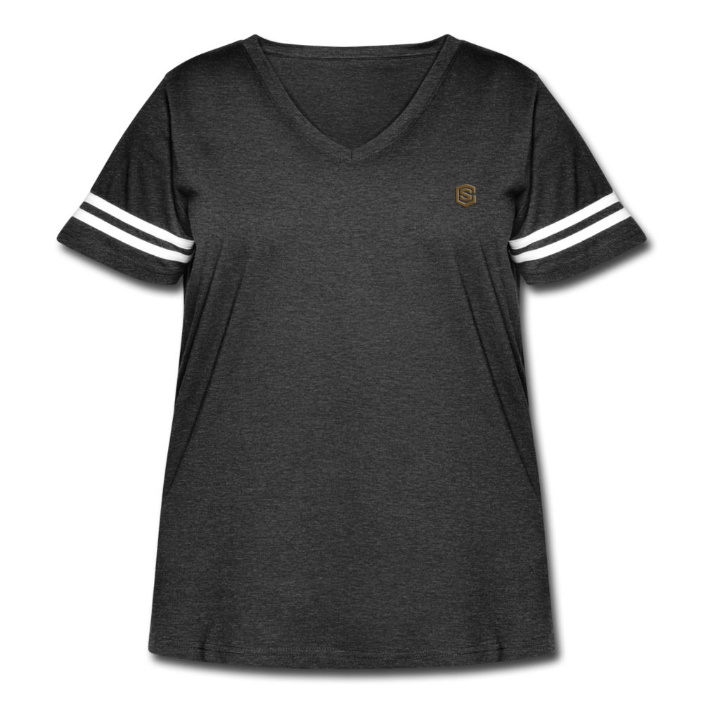 Women's Curvy Vintage Sport T-Shirt  WITH BROWN  LOGO - vintage smoke/white