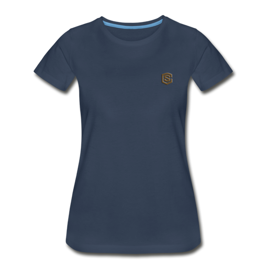 Women’s Premium Organic T-Shirt  WITH BROWN  LOGO - navy