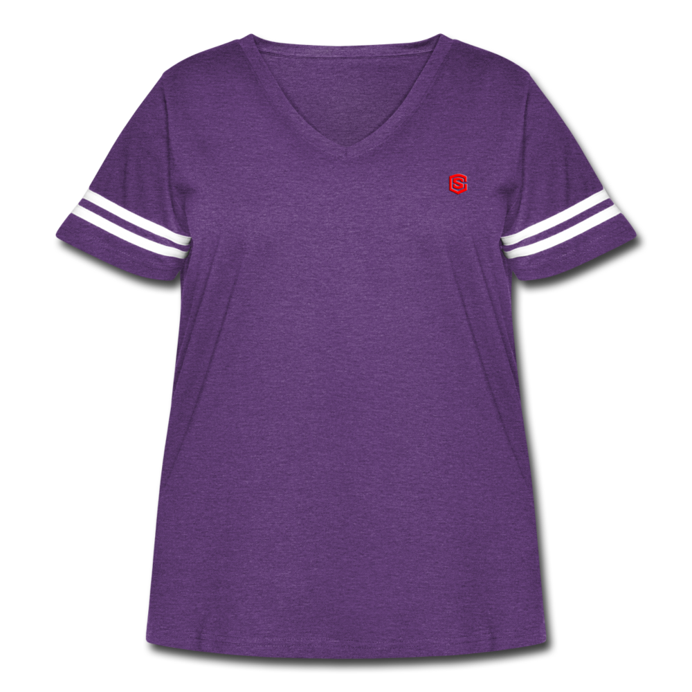 Women's Curvy Vintage Sport T-Shirt  WITH RED  LOGO - vintage purple/white