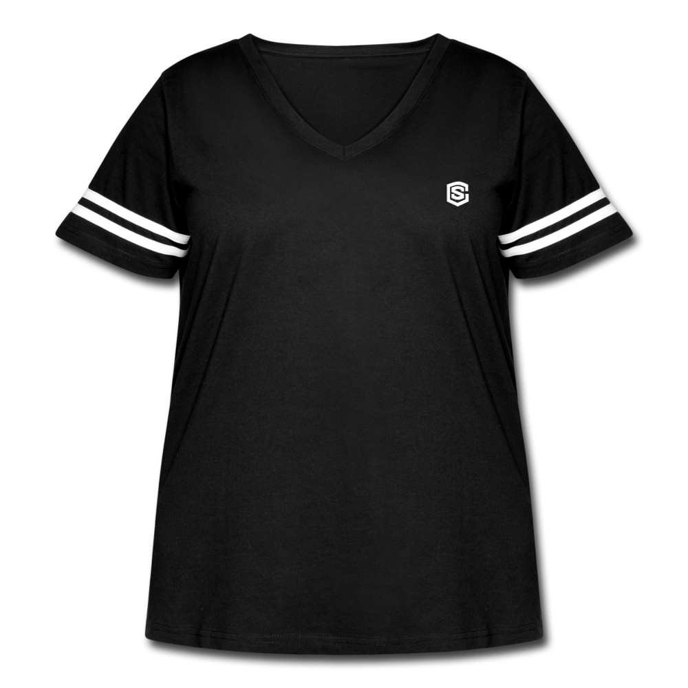 Women's Curvy Vintage Sport T-Shirt  WITH WHITE  LOGO - black/white