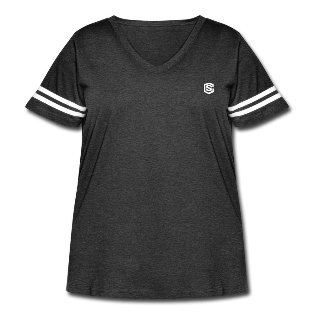 Women's Curvy Vintage Sport T-Shirt  WITH WHITE  LOGO - vintage smoke/white