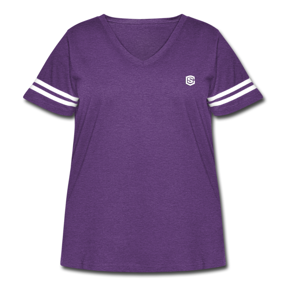 Women's Curvy Vintage Sport T-Shirt  WITH WHITE  LOGO - vintage purple/white