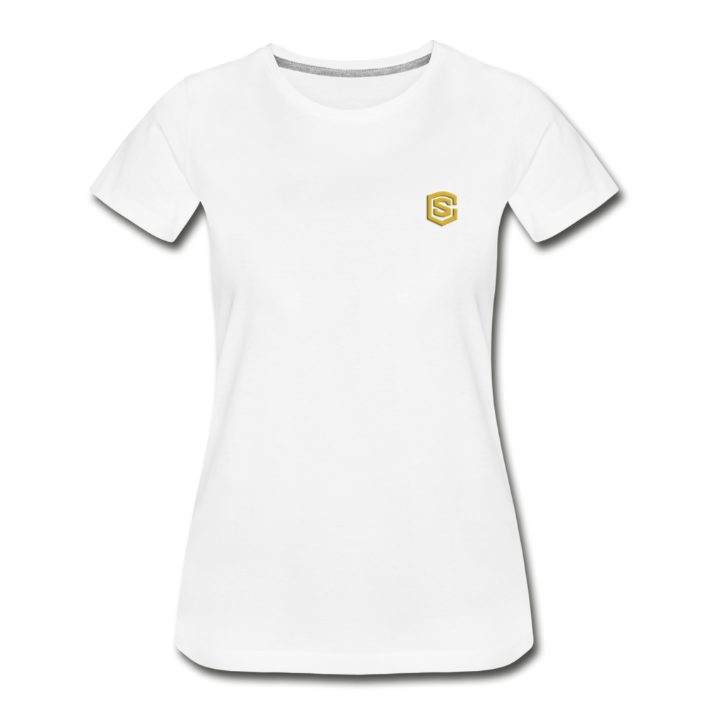 Women’s Premium Organic T-Shirt WITH GOLD LOGO - white