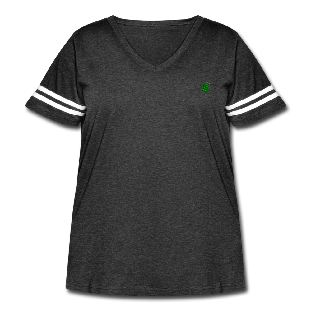 Women's Curvy Vintage Sport T-Shirt  WITH GREEN  LOGO - vintage smoke/white