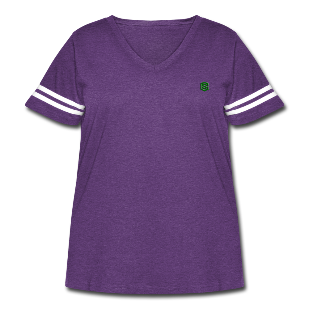 Women's Curvy Vintage Sport T-Shirt  WITH GREEN  LOGO - vintage purple/white