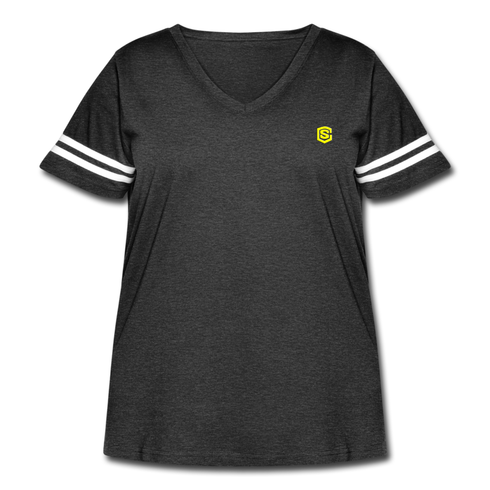 Women's Curvy Vintage Sport T-Shirt  WITH YELLOW  LOGO - vintage smoke/white