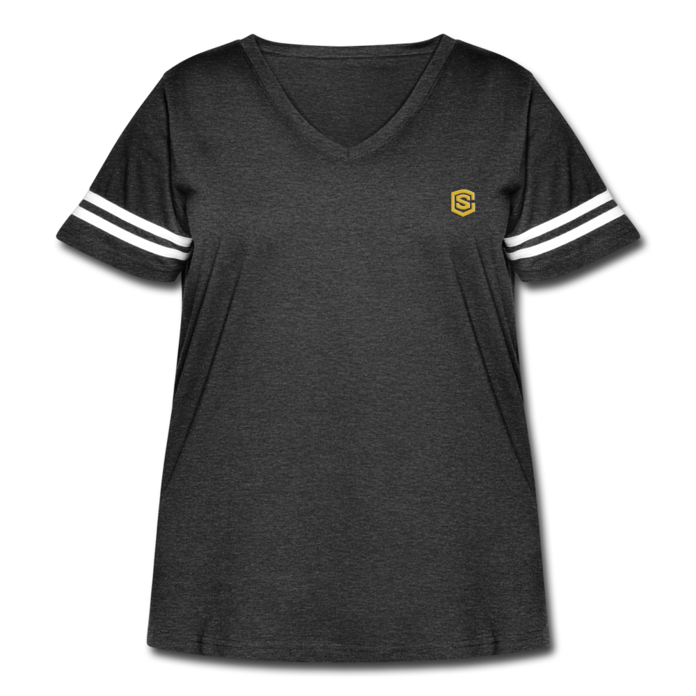 Women's Curvy Vintage Sport T-Shirt   WITH GOLD  LOGO - vintage smoke/white
