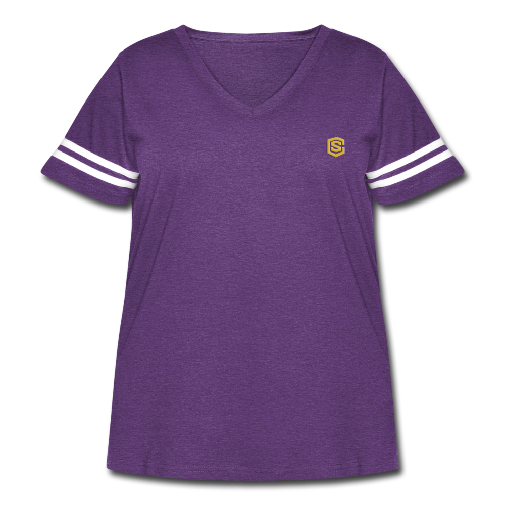 Women's Curvy Vintage Sport T-Shirt   WITH GOLD  LOGO - vintage purple/white