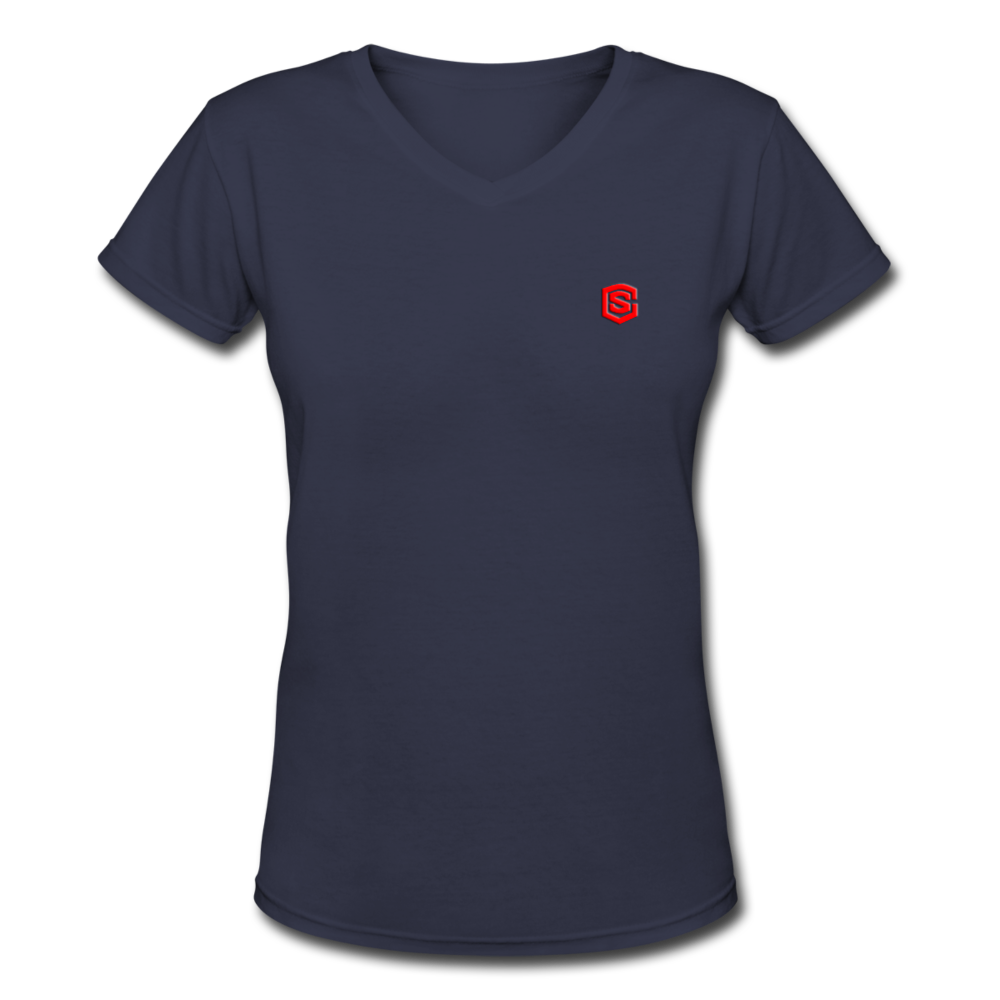 Women's V-Neck T-Shirt   WITH RED LOGO - navy