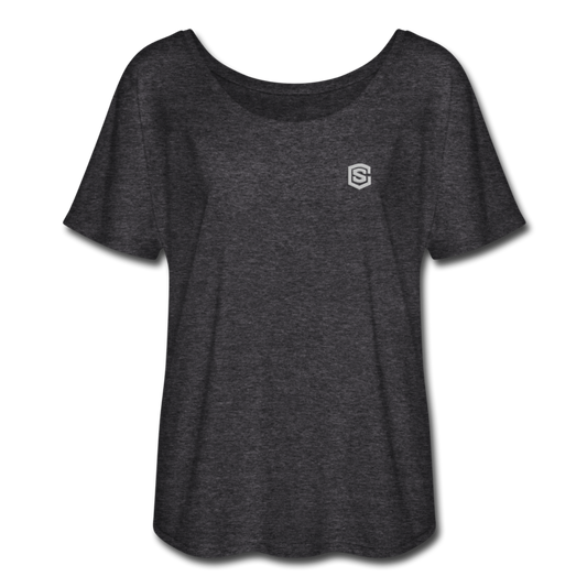 Women’s Flowy T-Shirt   WITH SILIVER LOGO - charcoal gray