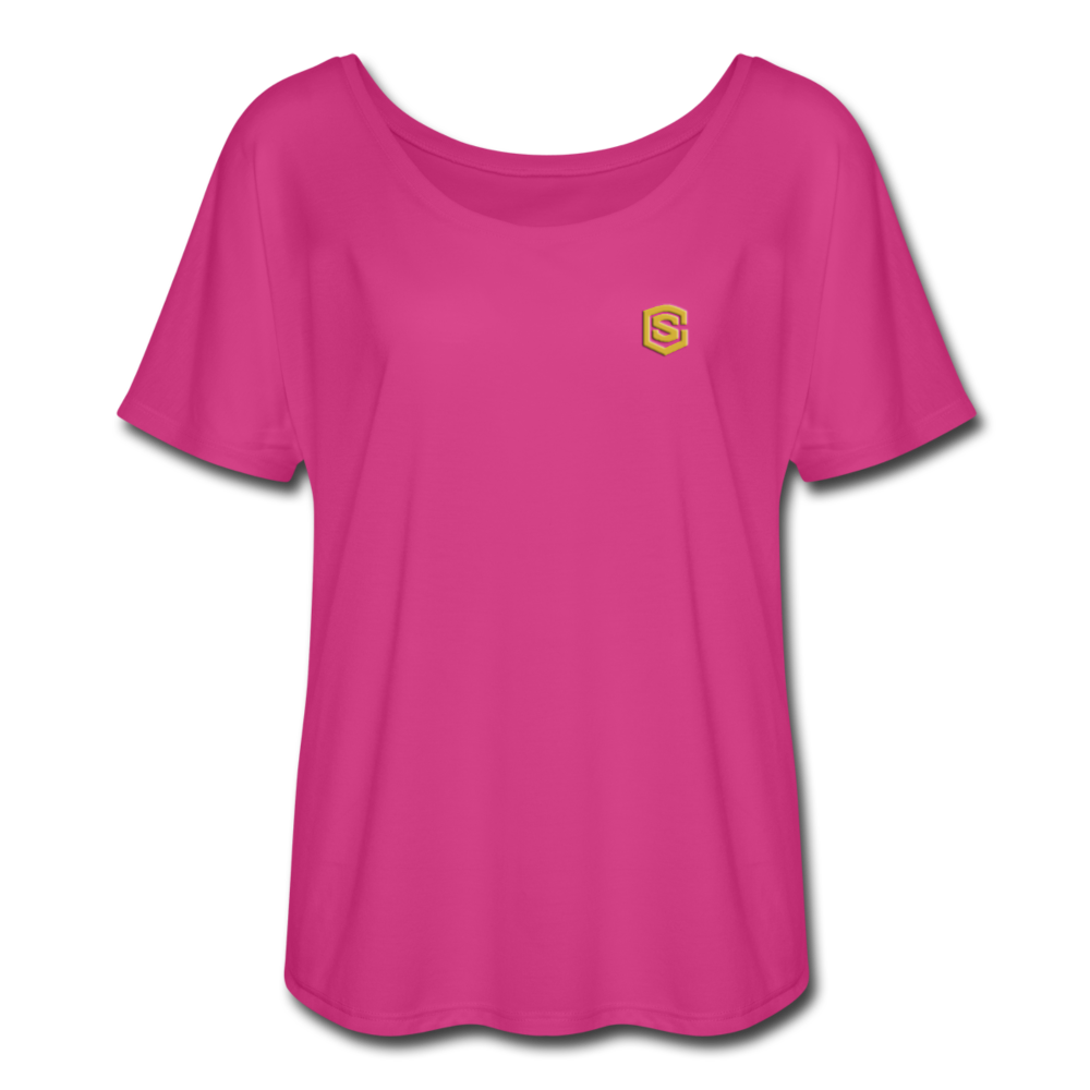 Women’s Flowy T-Shirt WITH GOLD LOGO - dark pink