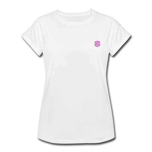 Women's Relaxed Fit T-Shirt   WITH PINK LOGO - white