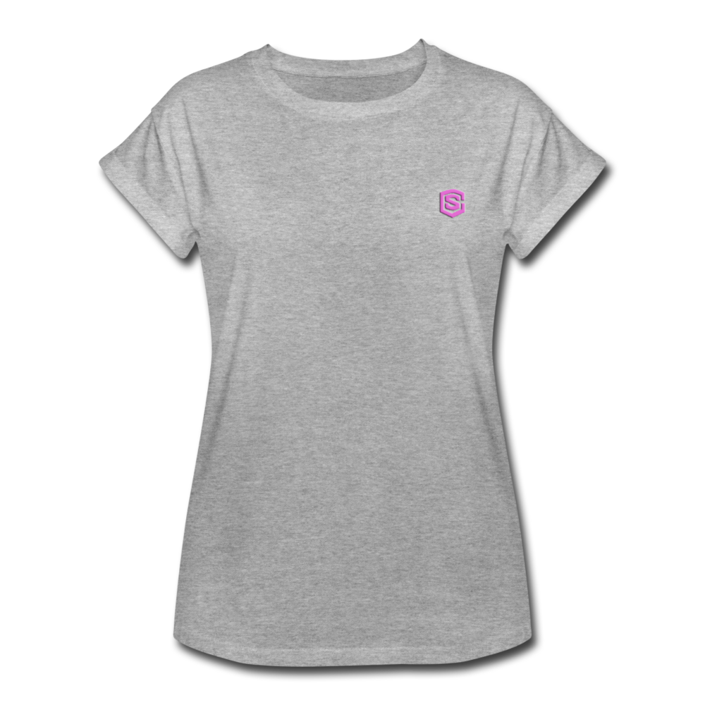 Women's Relaxed Fit T-Shirt   WITH PINK LOGO - heather gray