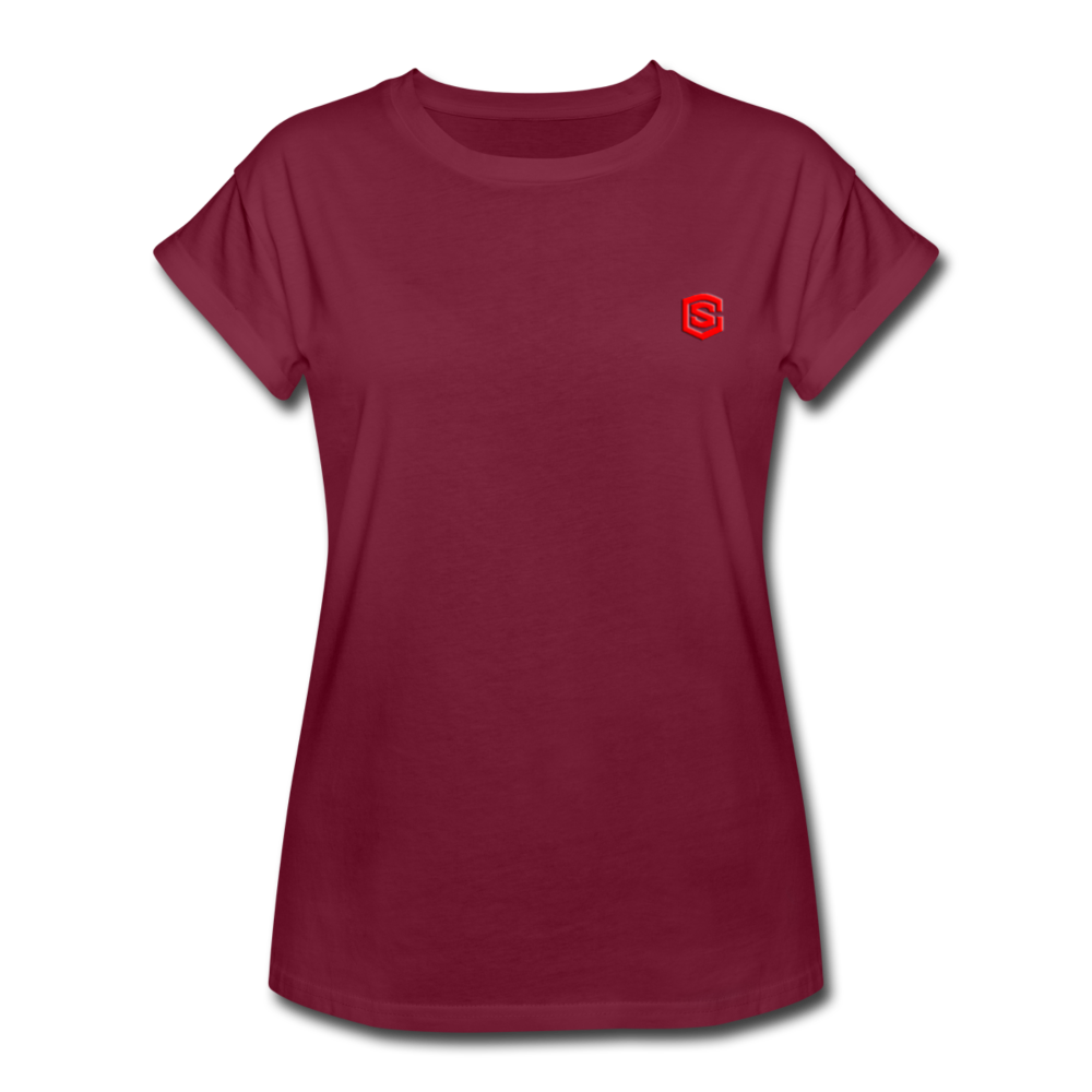 Women's Relaxed Fit T-Shirt   WITH RED LOGO - burgundy
