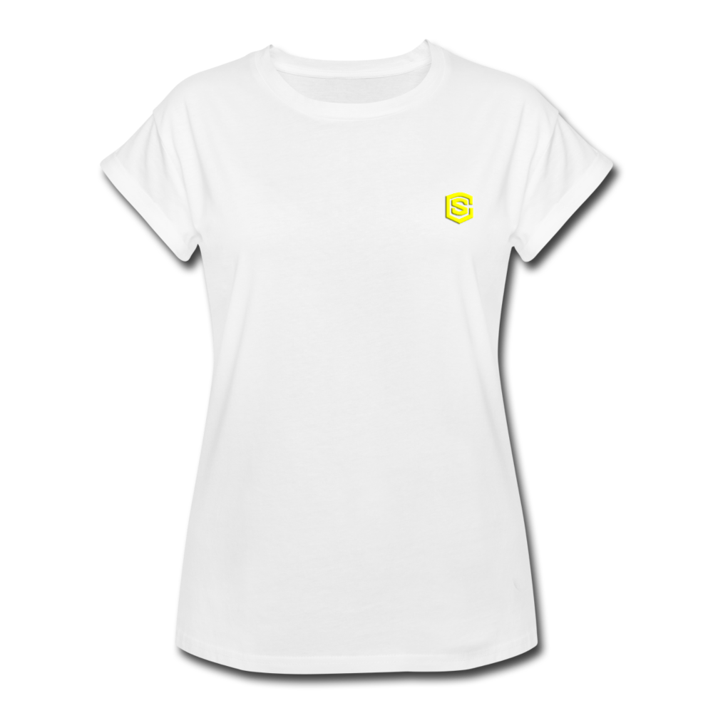 Women's Relaxed Fit T-Shirt   WITH YELLOW  LOGO - white