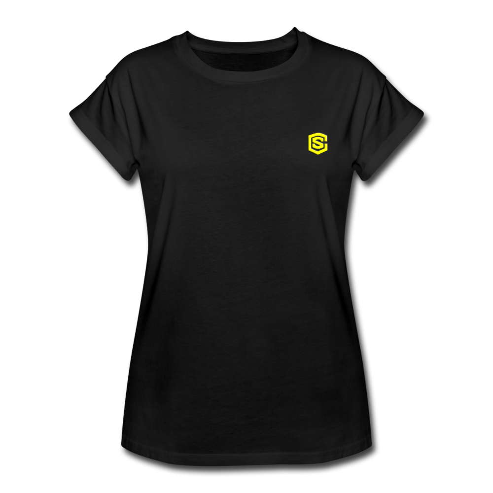 Women's Relaxed Fit T-Shirt   WITH YELLOW  LOGO - black