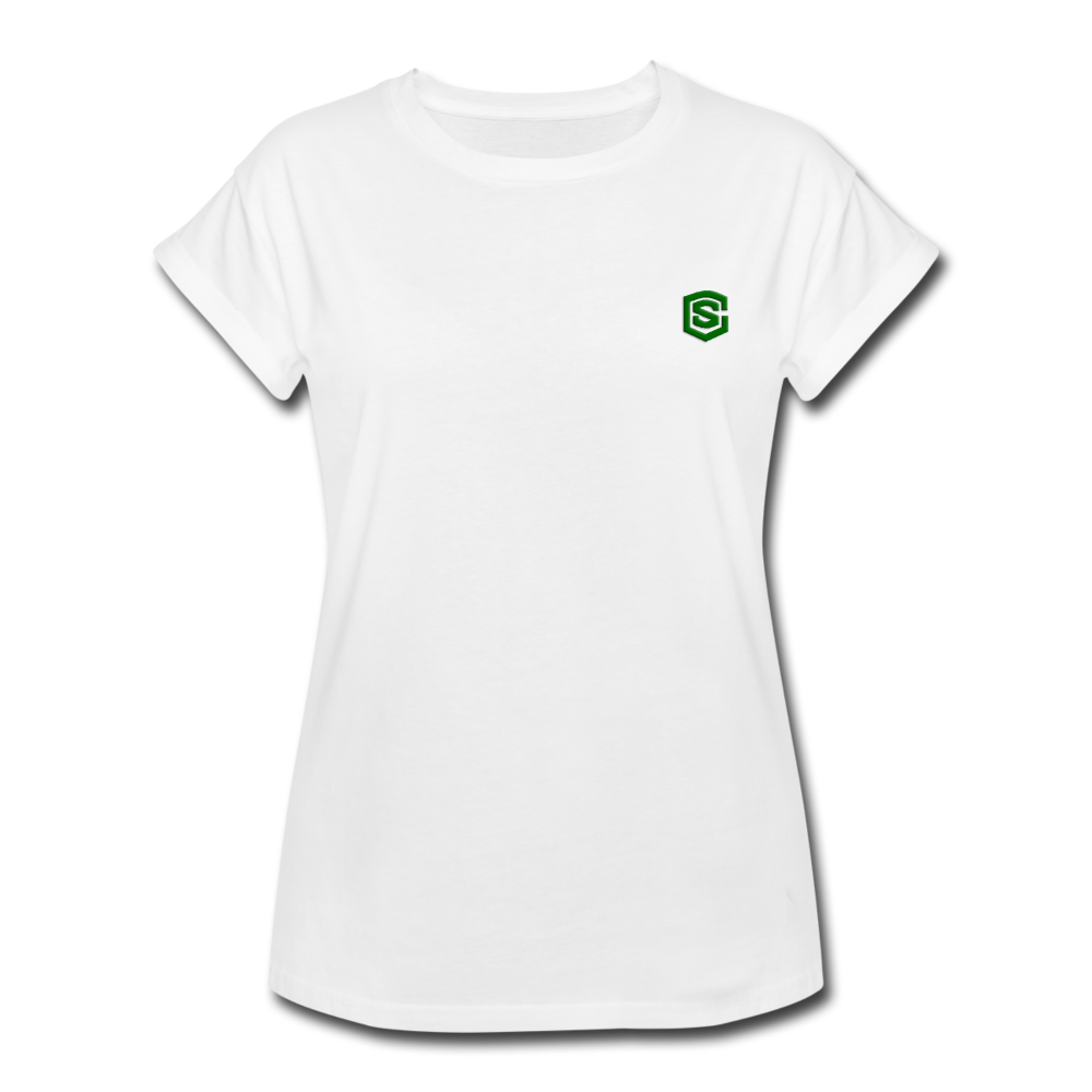 Women's Relaxed Fit T-Shirt   WITH GREEN LOGO - white