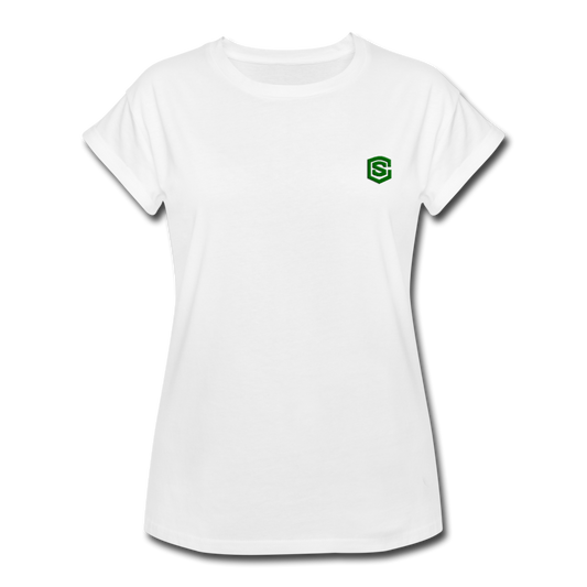 Women's Relaxed Fit T-Shirt   WITH GREEN LOGO - white