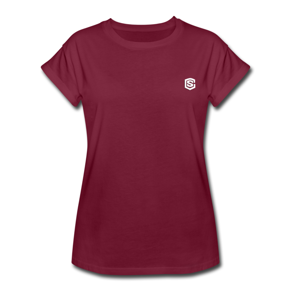 Women's Relaxed Fit T-Shirt   WITH WHITE LOGO - burgundy