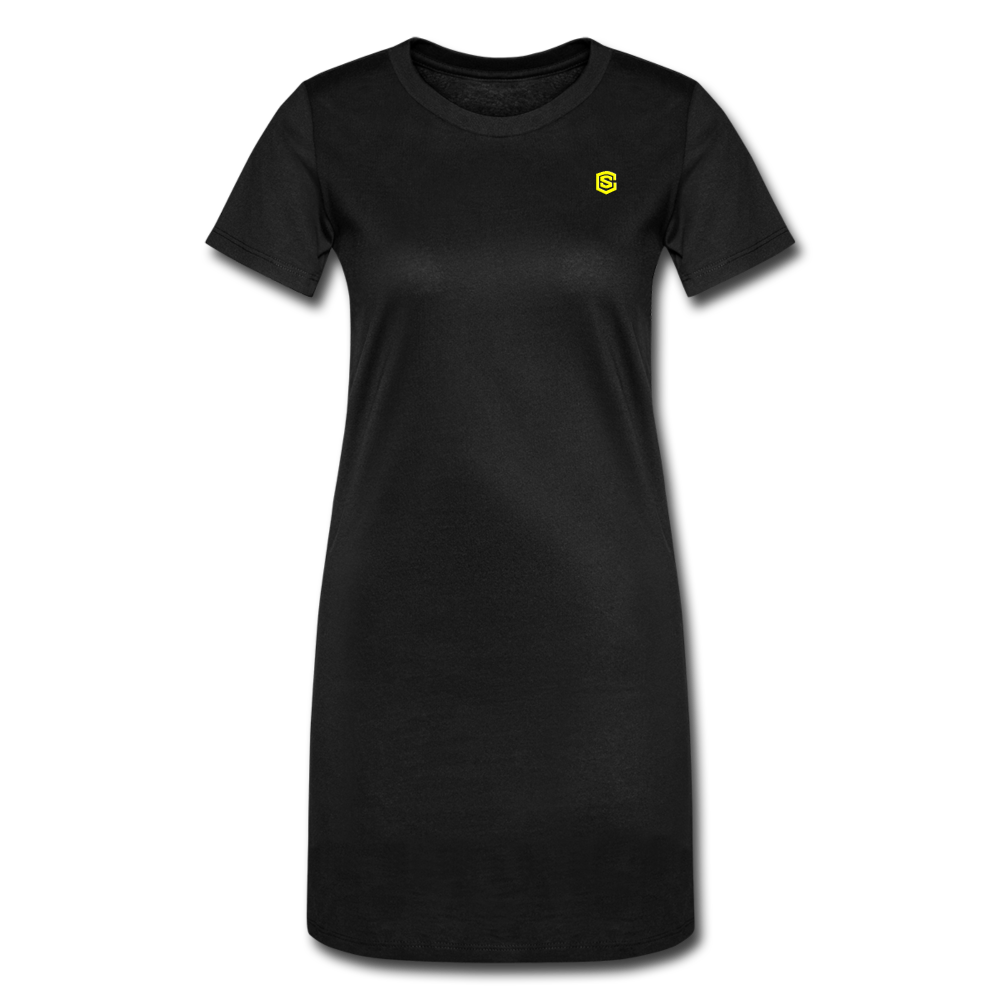 Women's T-Shirt Dress   WITH YELLOW  LOGO - black